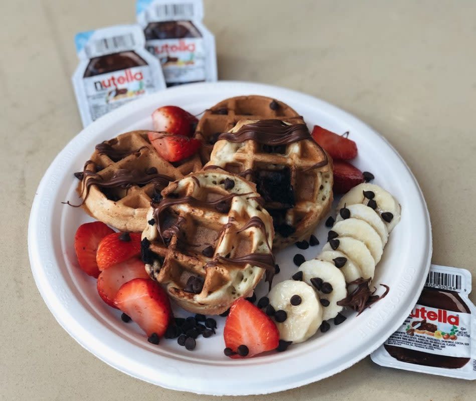 <p>Sarah Scoop</p><p>Your chocolate sweet tooth will enjoy munching on these golden waffles filled with hazelnut nutella spread and topped with chocolate chips. Make sure to have a Mini Nutella Waffle for breakfast, for dessert or just to take on the go.</p><p><strong>Get The Recipe: <a href="http://sarahscoop.com/mini-nutella-waffles/" rel="nofollow noopener" target="_blank" data-ylk="slk:Mini Nutella Waffles;elm:context_link;itc:0;sec:content-canvas" class="link ">Mini Nutella Waffles</a></strong></p>