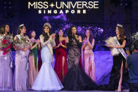 Special guest Miss Universe 2015 Pia Wurtzbach (3rd from right) at the finals of the 2019 Miss Universe Singapore beauty pageant at Zouk.