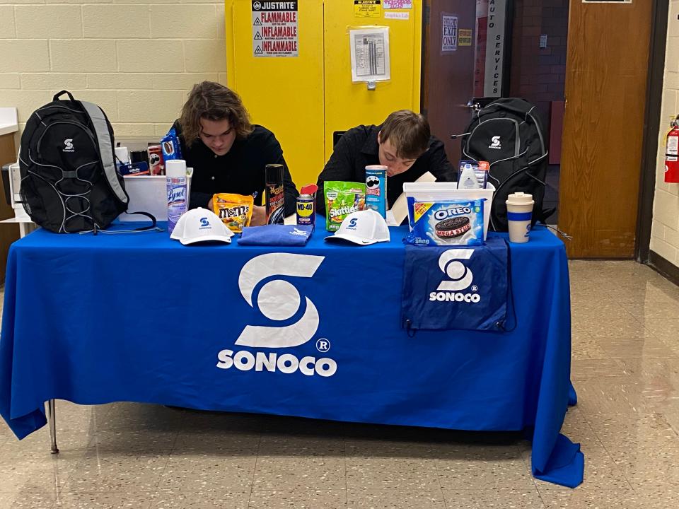 Jesse Joiner and Stevie Russell, both students at Minerva High School and students in R.G. Drage's graphic design program, were offered youth apprenticeships at Sonoco Metal Packaging.