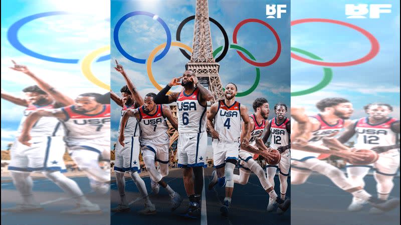 挑戰奧運男籃5連霸，美國男籃將組超級夢幻隊。（圖／翻攝自X）