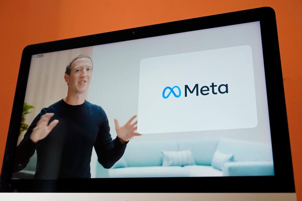 Facebook CEO Mark Zuckerberg announces the company's new name, Meta, during a virtual event.