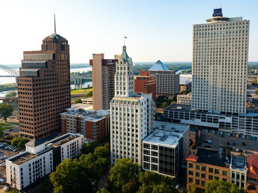 Downtown Memphis Tennessee Skyline at Sunset