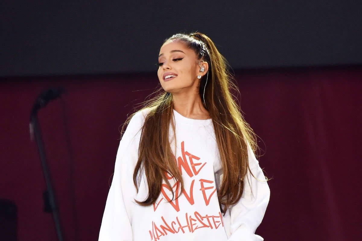 Ariana Grande performing during the One Love Manchester benefit concert for the victims of the Manchester Arena terror attack (Dave Hogan/One Love Manchester/PA) (PA Archive)