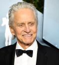 <p>The <em>Wall Street </em>actor is now 76 and hair hair is completely white. We're sure his wife Catherine Zeta-Jones approves.  </p>