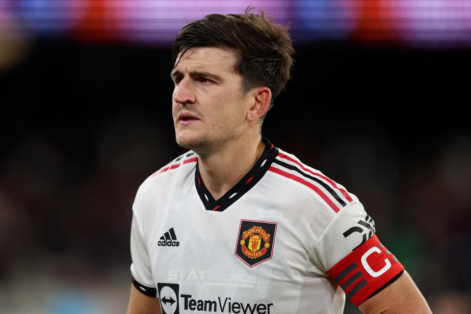 Seen here, Manchester United's Harry Maguire looking on during the pre-season game against Crystal Palace at the MCG. 