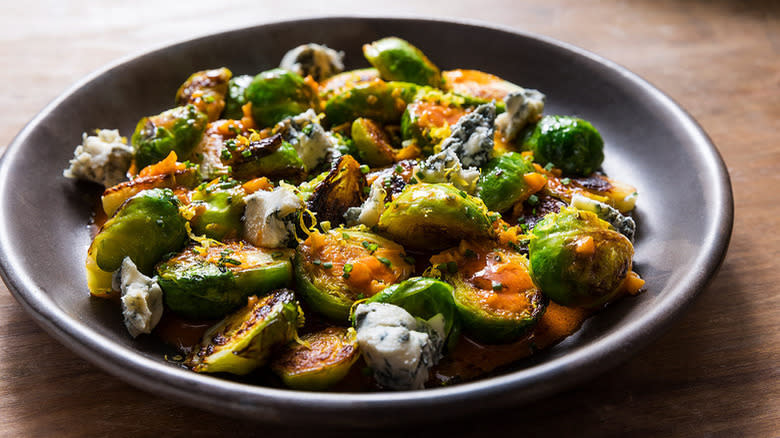 Bowl of Buffalo Brussels sprouts