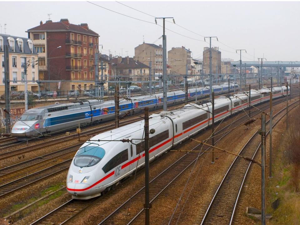 Two trains on the railway.