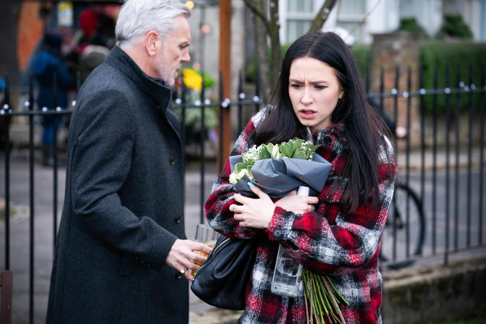 WARNING: Embargoed for publication until 00:00:01 on 08/02/2022 - Programme Name: EastEnders - January-March 2022 - TX: 14/02/2022 - Episode: EastEnders - January-March 2022 - 6434 (No. 6434) - Picture Shows: ***EMBARGOED TILL TUESDAY 8TH FEBRUARY 2022** Rocky (BRIAN CONLEY), Dotty Cotton (MILLY ZERO) - (C) BBC - Photographer: Jack Barnes/Kieron McCarron