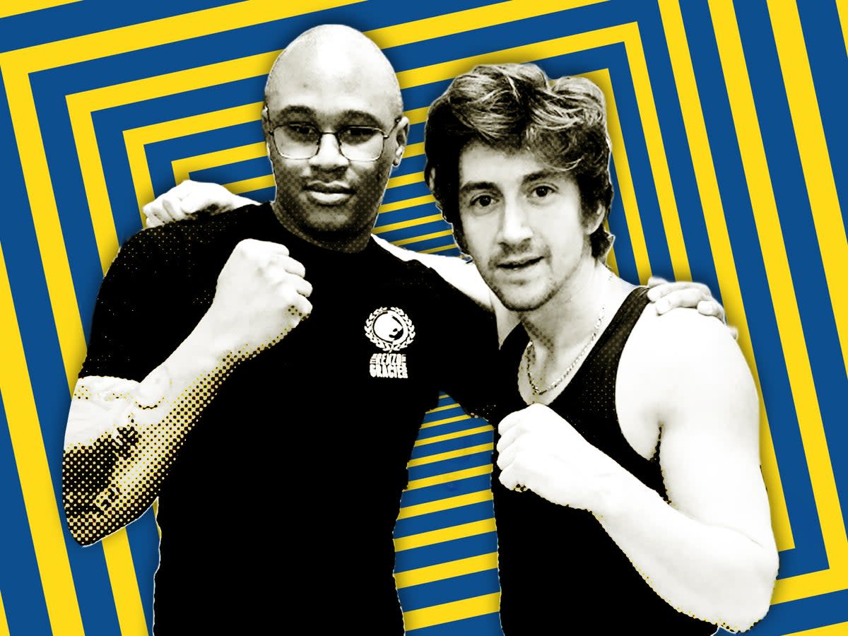 Muay Thai coach Algernon Lanier with Arctic Monkeys’ Alex Turner  (Algernon Lanier/Getty)