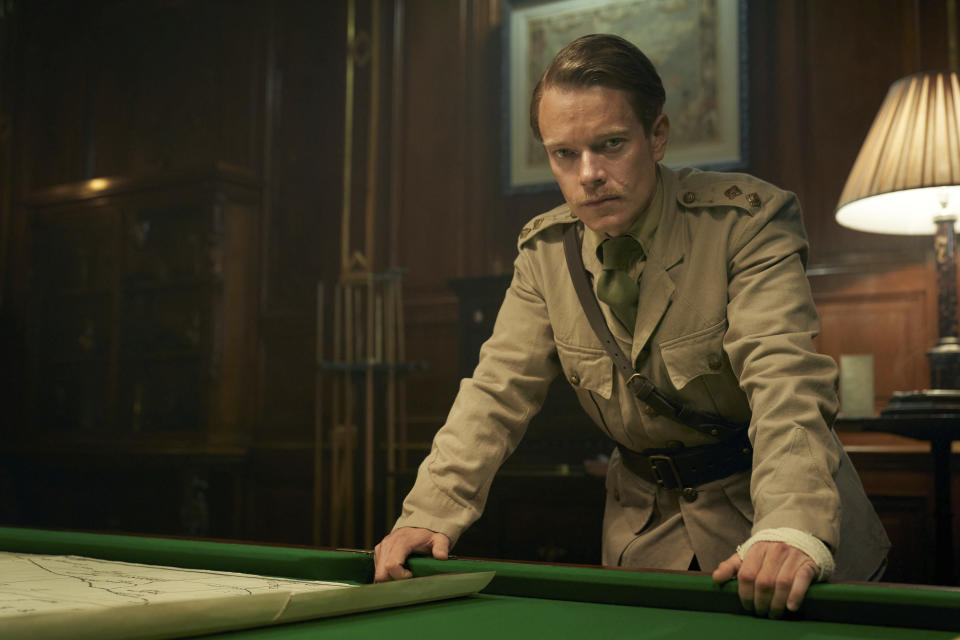 This image released by Epix shows Alfie Allen in a scene from "Rogue Heroes." The series, about the origin of Britain’s elite Special Air Service, premieres Nov. 13 on Epix. (Robert Viglasky/Epix via AP)