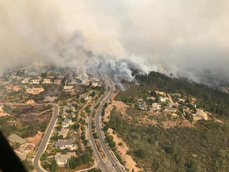 FILE PHOTO: An aerial photo of the devastation left behind from the North Bay wildfires north of San Francisco, California, October 9, 2017. California Highway Patrol/Golden Gate Division/Handout via REUTERS/File Photo