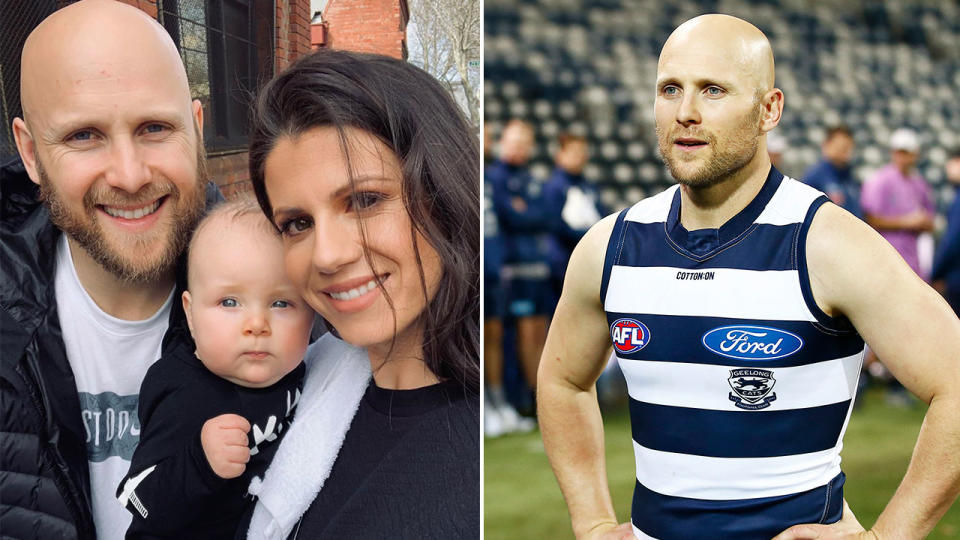 Pictured here, Gary Ablett, his wife Jordan and their son Levi.