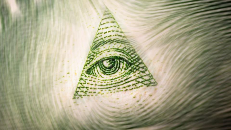 one dollar banknote eye of providence close up
