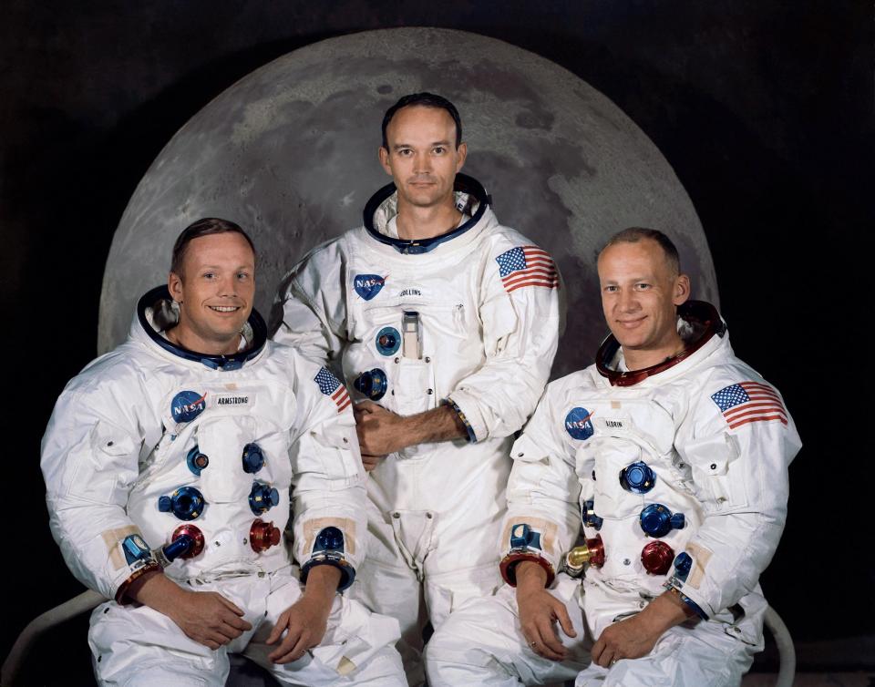 The 'Apollo 11 lunar landing mission crew with (L-R) mission commander Neil A. Armstrong, command module pilot Michael Collins and lunar module pilot Edwin E. Aldrin Jr (EPA)