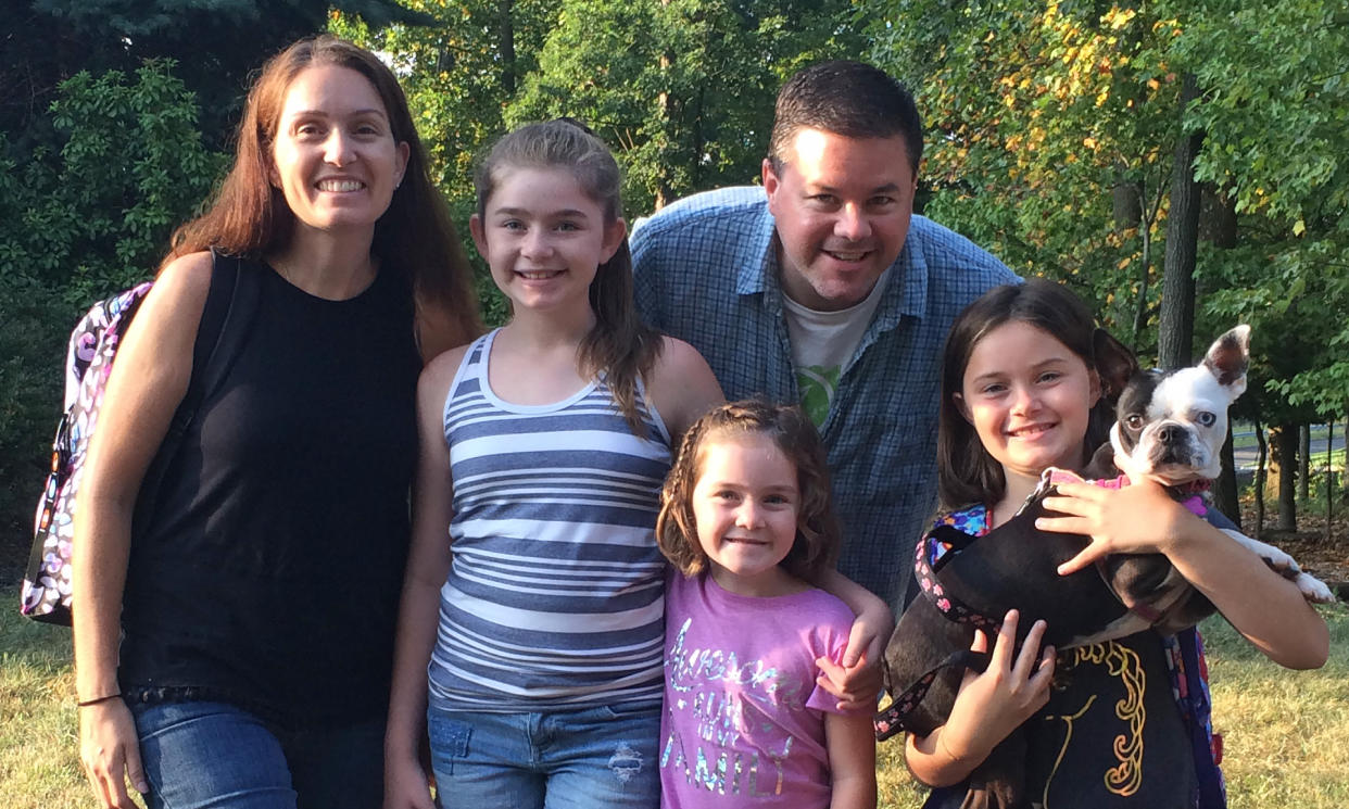 Jeffrey Foose's family with their Boston terrier, Lucy. (Courtesy Jeffrey Foose)