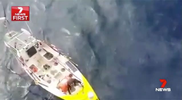 A passing Vietnamese ship hauled him to safety. Picture: 7 News