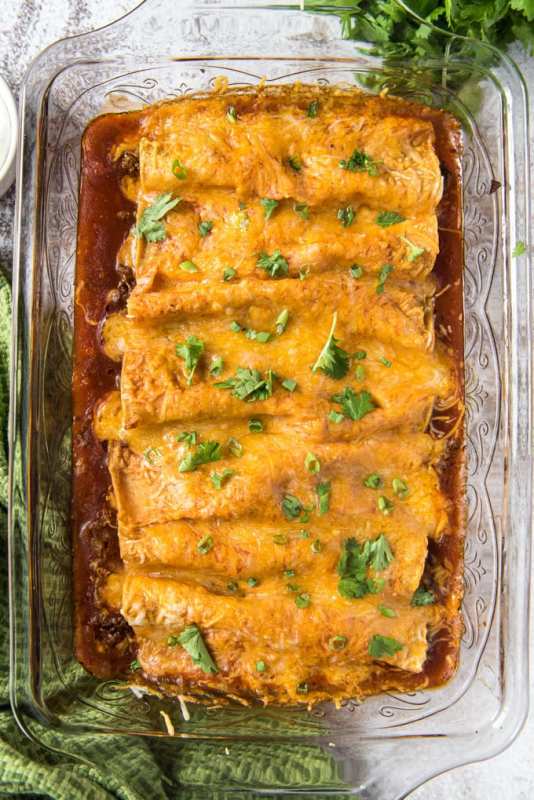 <p>Yellow Bliss Road</p><p>This classic Mexican recipe has seasoned ground beef rolled up in soft corn tortillas and smothered in red sauce and melted cheese.</p><p><strong>Get the recipe: <a href="https://www.yellowblissroad.com/ground-beef-enchiladas/" rel="nofollow noopener" target="_blank" data-ylk="slk:Ground Beef Enchiladas;elm:context_link;itc:0;sec:content-canvas" class="link ">Ground Beef Enchiladas</a></strong></p>