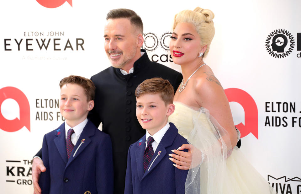 David Furnish and His Sons Pose With Lady Gaga