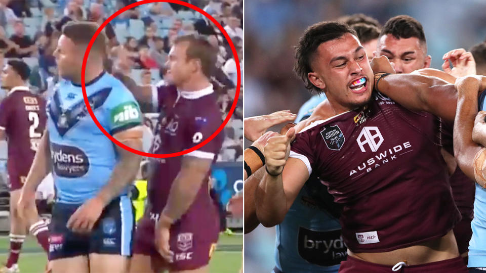 Jake Friend can be seen here smacking Nathan Brown before a brawl ensued a short time later.