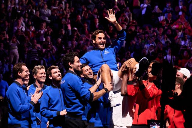 A tearful Roger Federer waves goodbye to professional tennis. The 20-time grand slam champion teamed up with fellow great Rafael Nadal on an emotional night at the Laver Cup at the O2 Arena in London. Federer, 41, cried as he hugged Nadal and other players, then took acclaim from the thousands of fans who chanted his name before receiving a long ovation as he walked off court for the final time. "It's been the perfect journey. I'd do it all again," he said