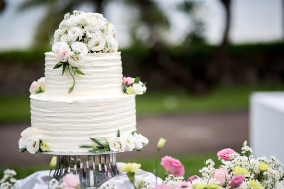 A white wedding cake