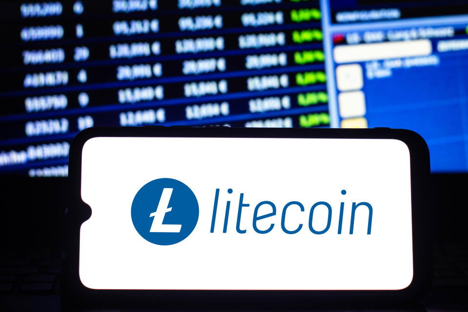BRAZIL - 2021/02/12: In this photo illustration the Litecoin logo seen displayed on a smartphone screen. (Photo Illustration by Rafael Henrique/SOPA Images/LightRocket via Getty Images)