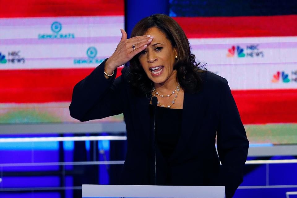 Sen. Kamala Harris of California at the Democratic presidential candidates’ debate on June 27, 2019, in Miami.