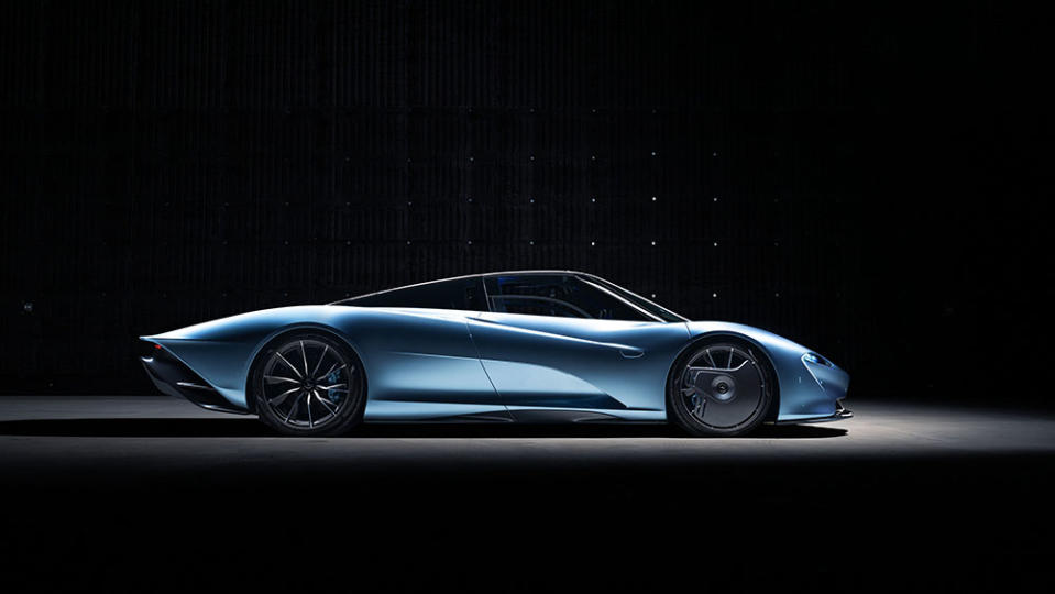 The 2020 McLaren Speedtail from the side
