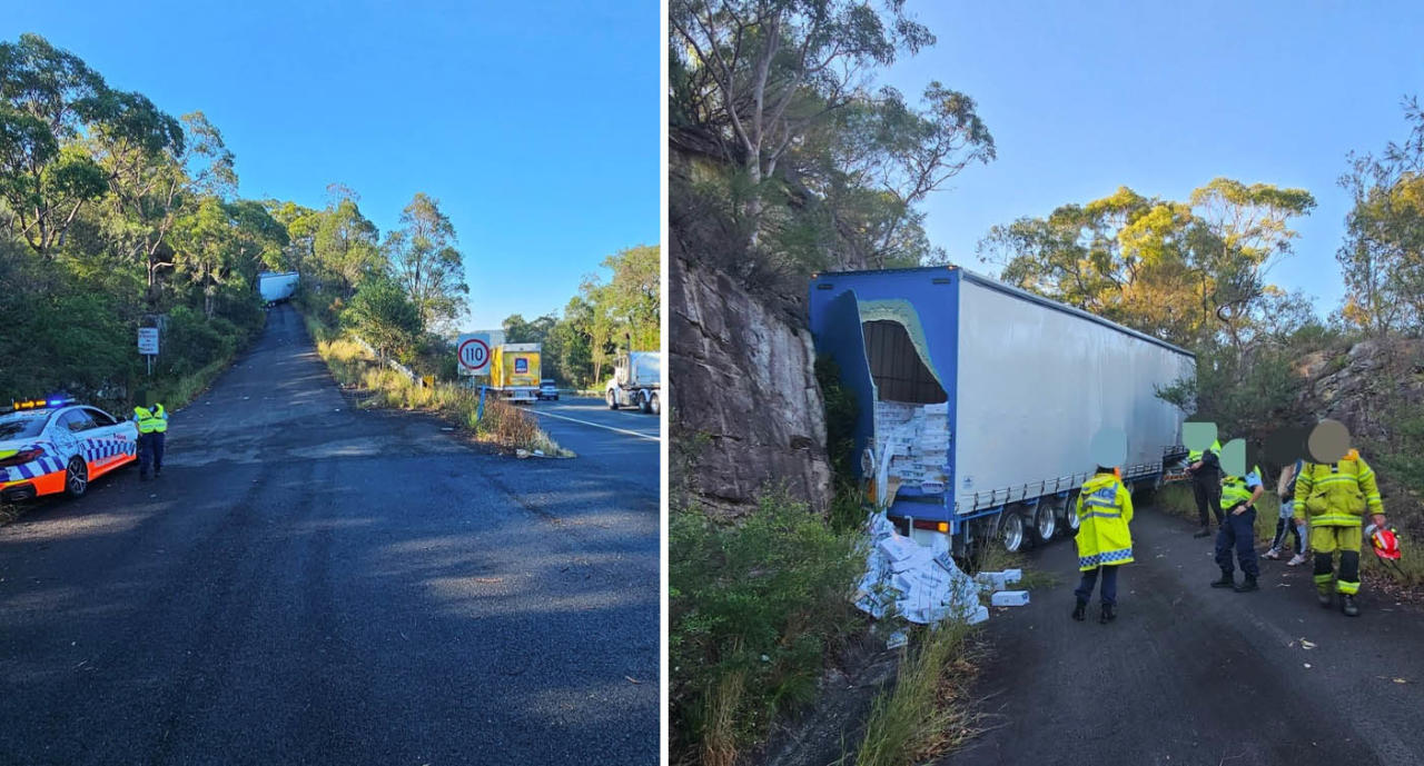 The truck was thankfully able to stop at the top of the ramp. Source: NSW Police