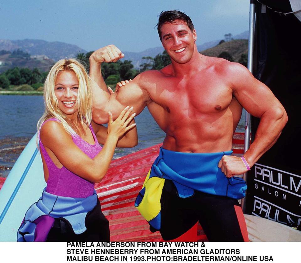 malibu circa pamela anderson and steve henneberry from the tv series gladitors fool around