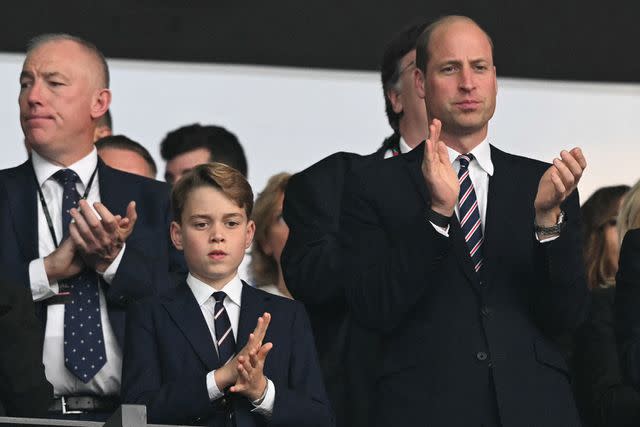 <p>INA FASSBENDER/AFP via Getty</p> Prince George and Prince William at the UEFA European Championship between Spain and England at Olympiastadion Berlin on July 14, 2024.