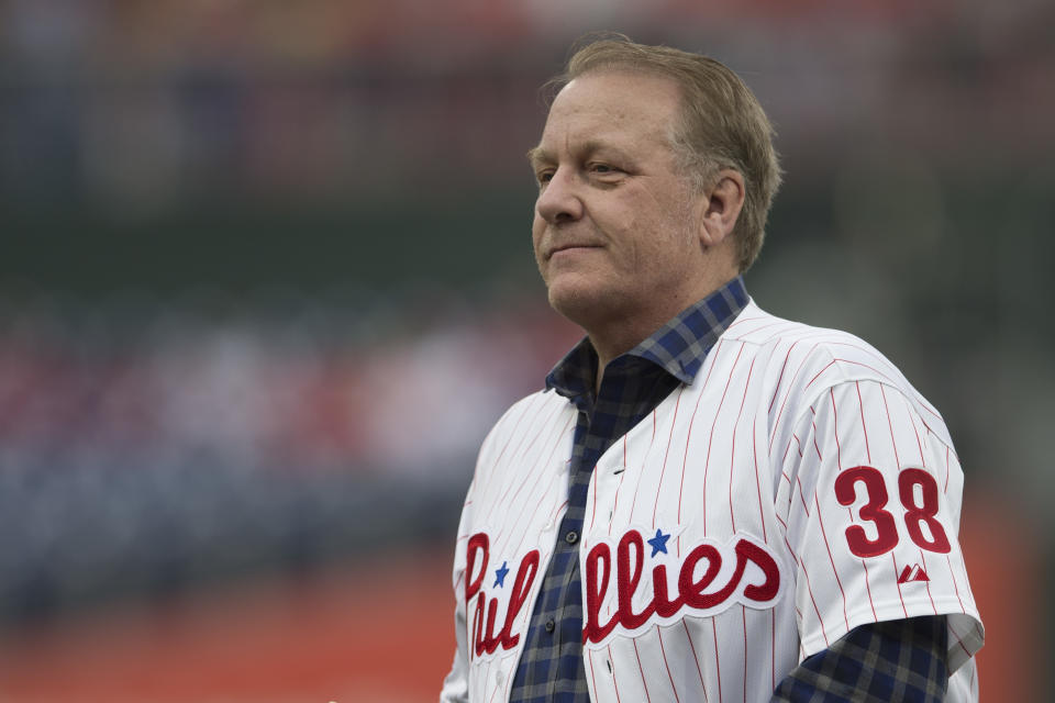 Curt Schilling has encountered difficulty making the Baseball Hall of Fame. Who could guess why? (Photo by Mitchell Leff/Getty Images)