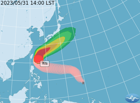 瑪娃颱風已逐漸北上遠離台灣。   圖：取自中央氣象局網站