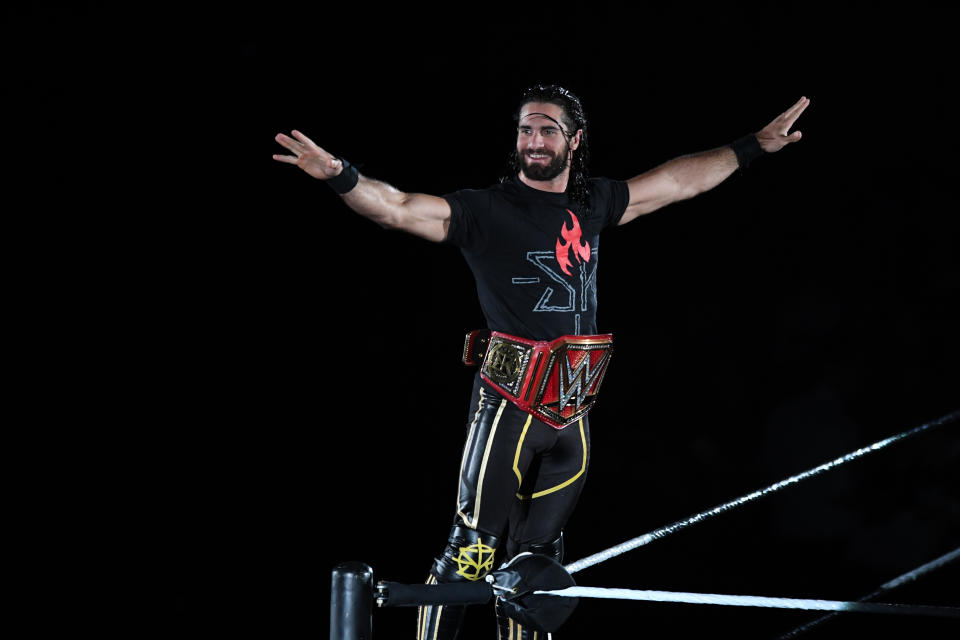 TOKYO,JAPAN - JUNE 29: Seth Rollins enters the ring during the WWE Live Tokyo at Ryogoku Kokugikan on June 29, 2019 in Tokyo, Japan. (Photo by Etsuo Hara/Getty Images)