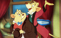 <a href="http://movies.yahoo.com/movie/1800245796/info" data-ylk="slk:THE GREAT MOUSE DETECTIVE;elm:context_link;itc:0;sec:content-canvas" class="link ">THE GREAT MOUSE DETECTIVE</a> (1986) - The gears inside Big Ben are one of the first uses of computer animation in a feature film. The gears were designed on the computer, printed out, then transferred onto animations cels and painted.