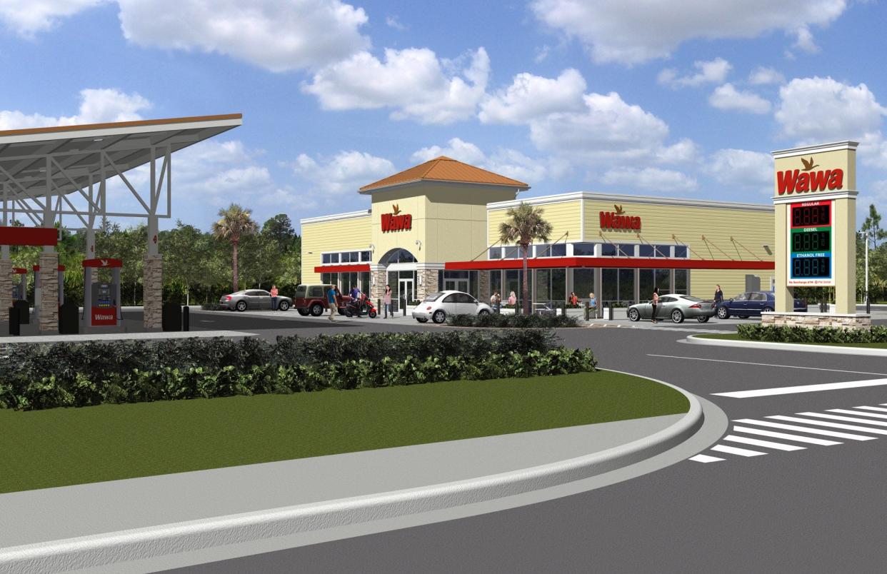 Rendering of Wawa exterior for stores in Florida.