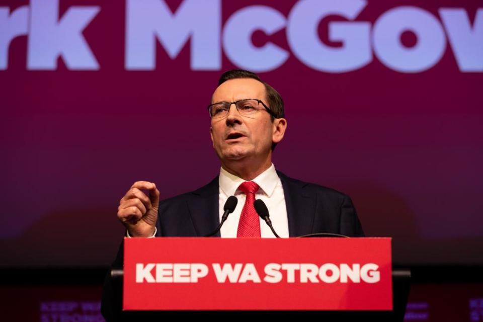 WA premier Mark McGowan speaks during the launch of the Labor party campaign in Perth on 21 February. Perth’s homelessness crisis is one of the few election issues on which McGowan doesn’t control the narrative.