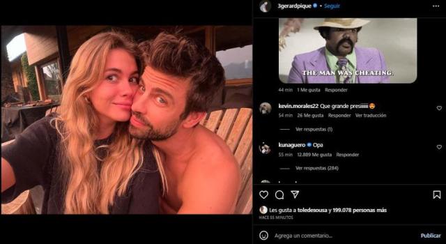 Gerard Piqué publicó una foto romántica con Clara Chía y el Kun Agüero le dejó un picante comentario