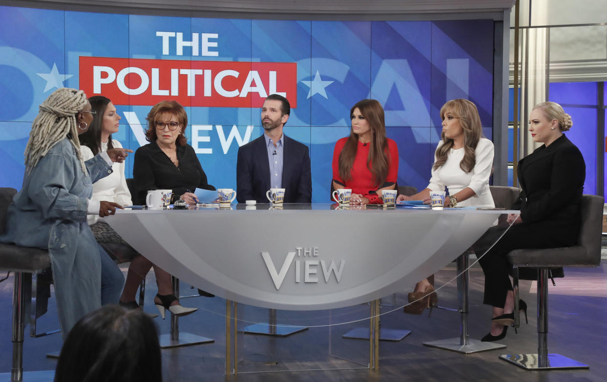 Donald Trump Jr. and Kimberly Guilfoyle appeared on "The View" for its 5,000th episode. (Photo: ABC via Getty Images)