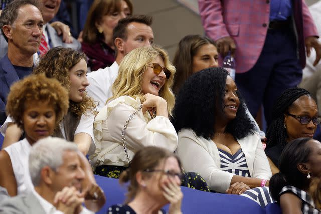 <p>Sarah Stier/Getty</p> Laura Dern, Jaya Harper and Shonda Rhimes at the 2023 US Open women's final