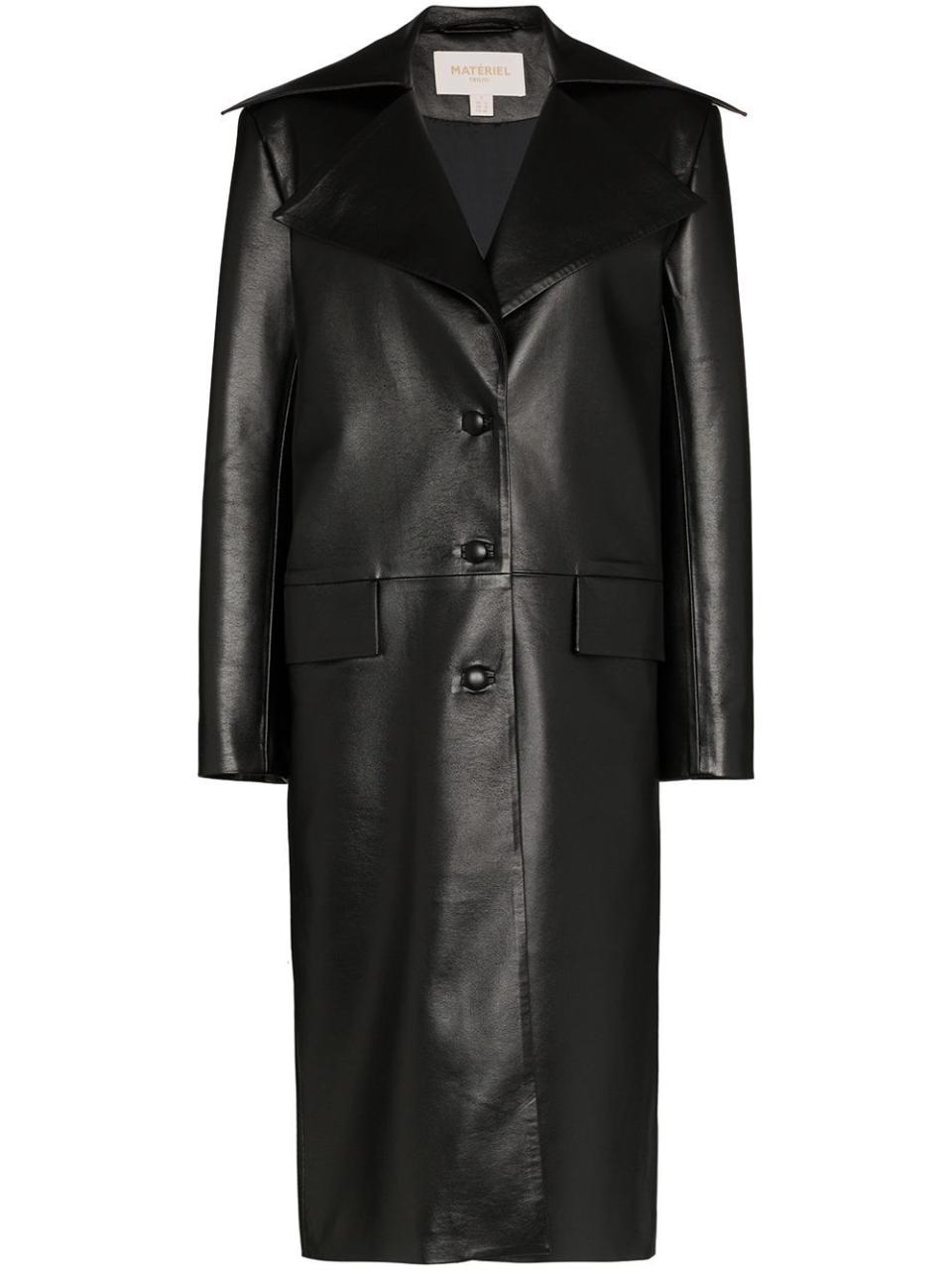 22) Leather Effect Trench Coat