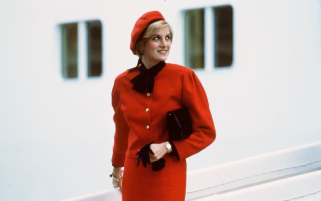 UNITED KINGDOM - NOVEMBER 15: Princess Diana wears a charm bracelet aboard the new P&O cruise ship Royal Princess, named in her honour, after naming the ship at a formal naming ceremony. (Photo courtesy of Tim Graham Photo Library via Getty Images)