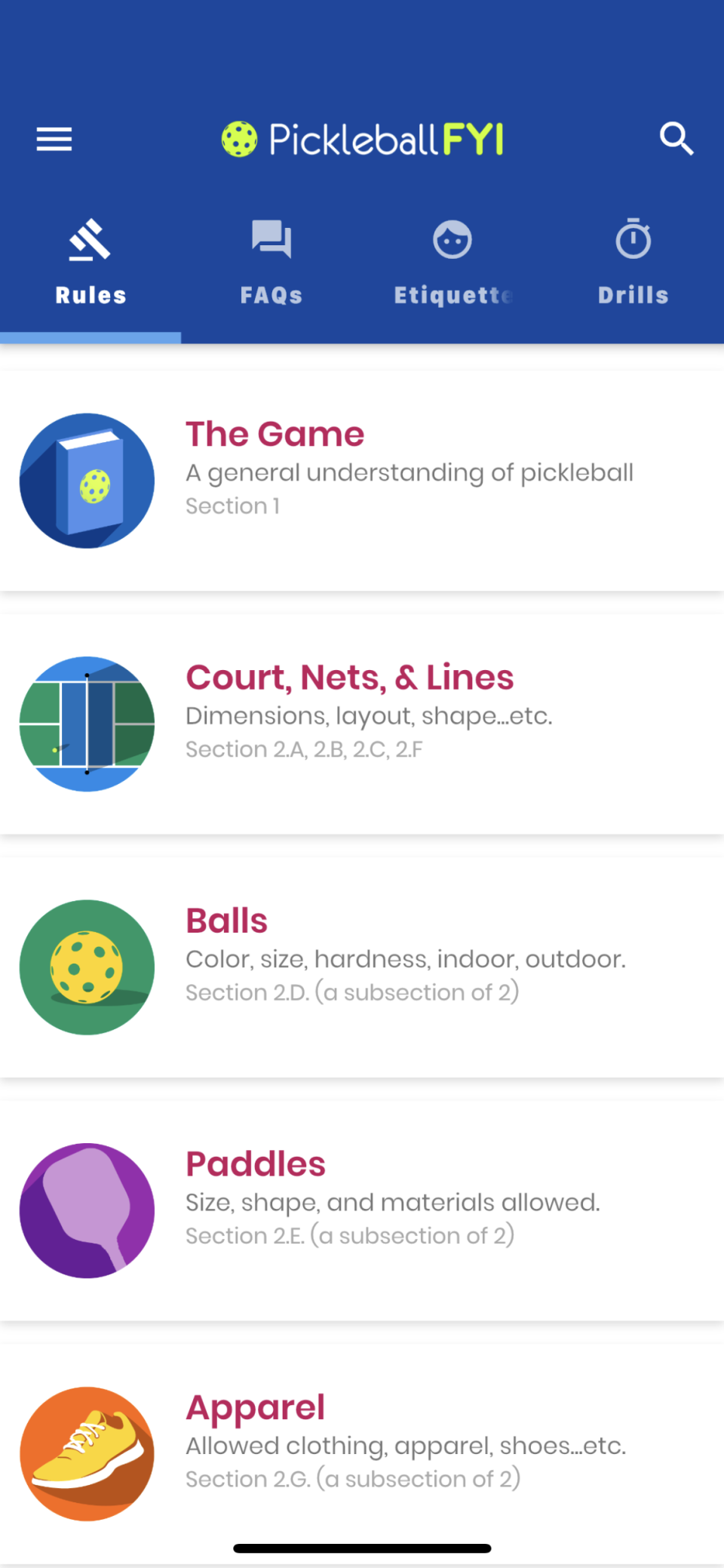 A screenshot of the Pickle Pro pickleball app