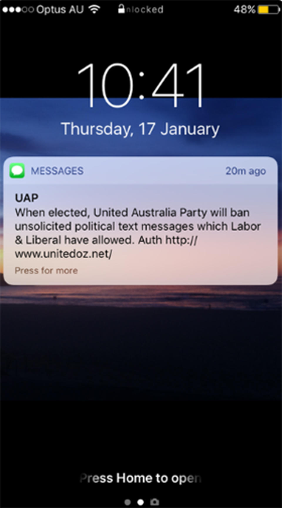 Clive Palmer texts: The text message claimed to be from Clive Palmer's United Australia Party. 