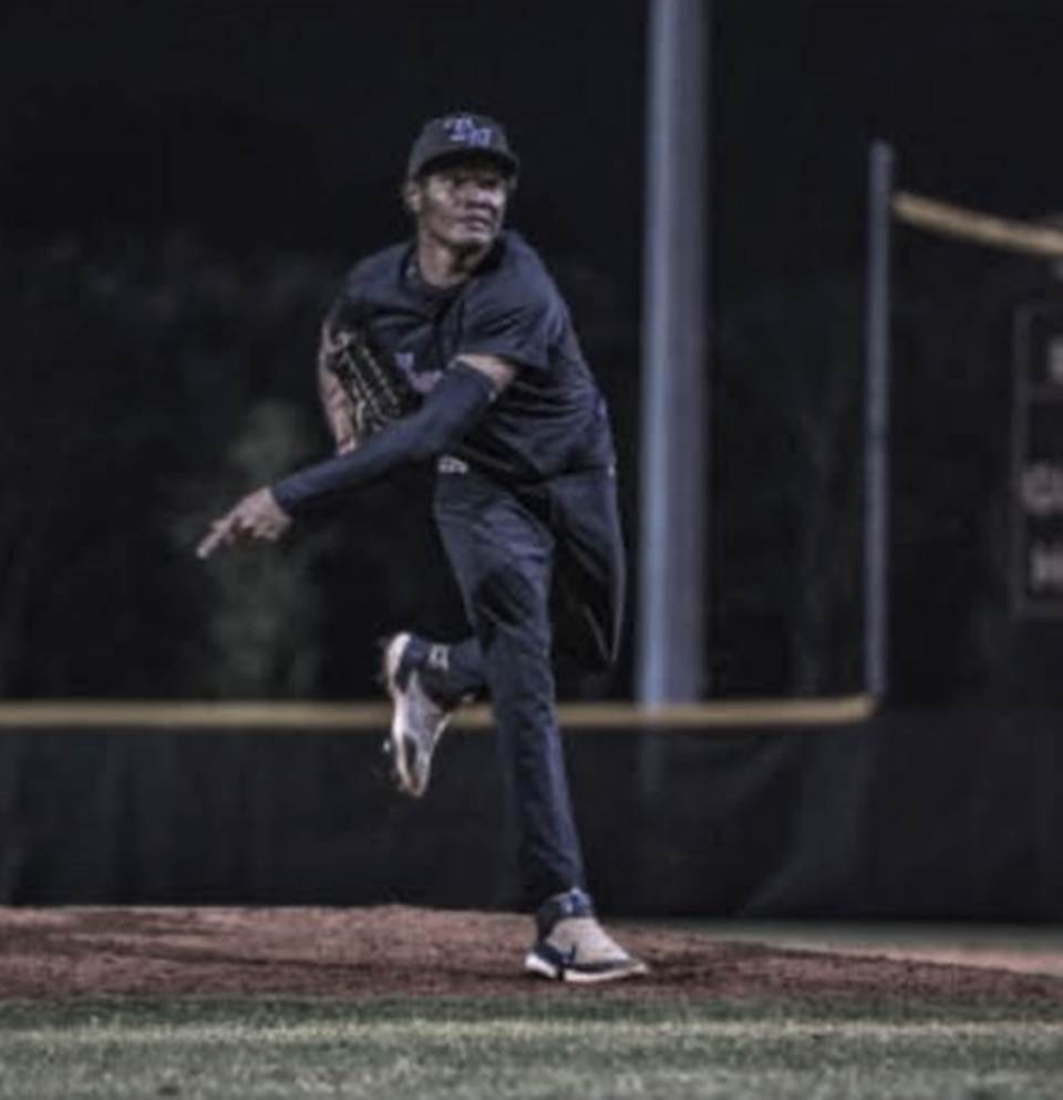 Pitcher Austin Simmons of the True North baseball team.