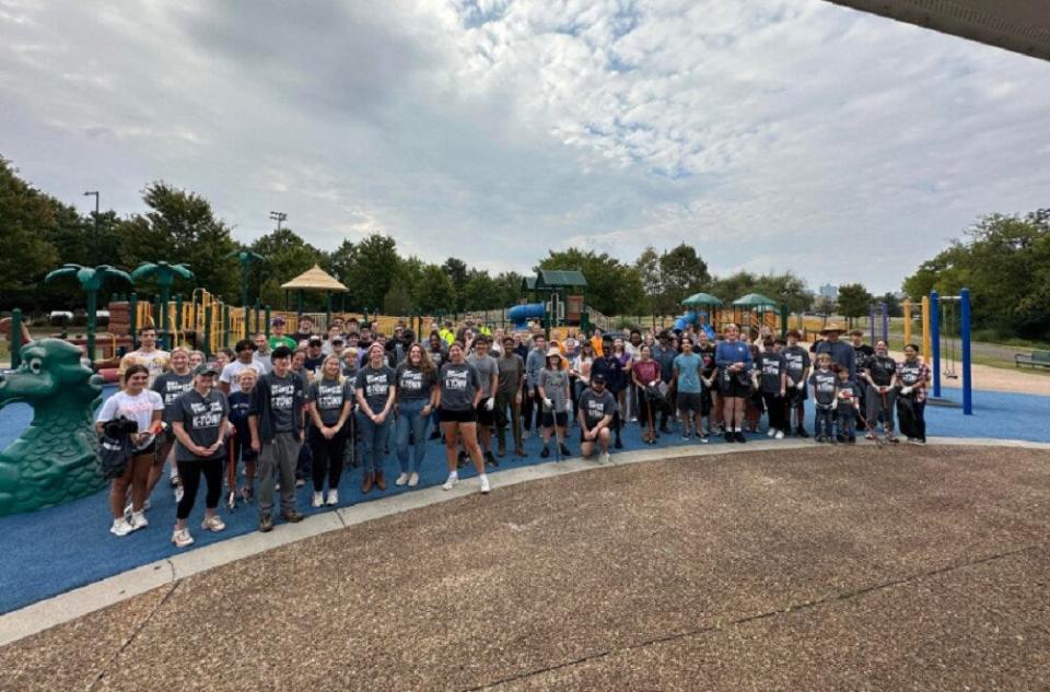 Quite a crowd − all of these people came together on a recent Saturday morning for the East Knoxville Community Cleanup hosted by Keep Knoxville Beautiful. Sept. 16, 2023