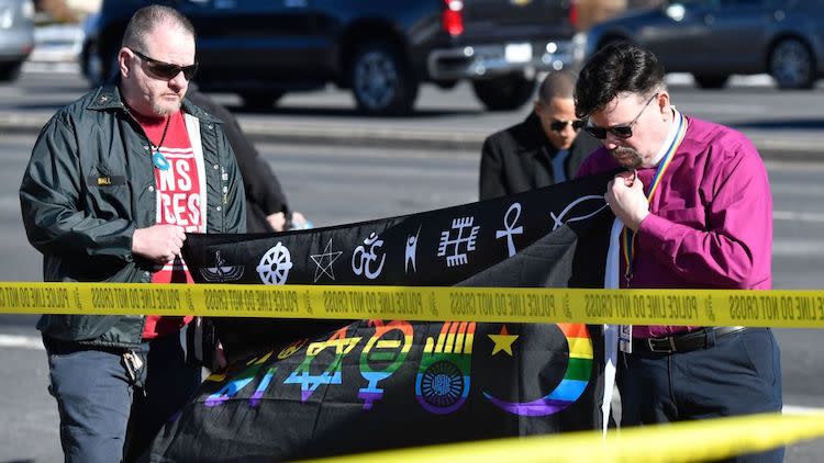 Mourners outside of Club Q in Colorado Springs