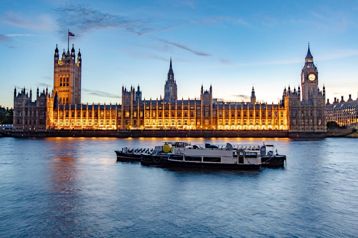 A view of Westminster Palace, Big Ben, the Houses of Parliament and Westminster bridge in London.