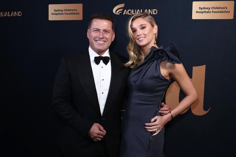 Karl Stefanovic and Jasmine Yarbrough attend the annual Gold Dinner at Fox Studios on May 30, 2019 in Sydney, Australia.
