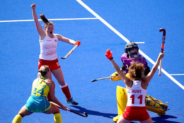 England’s Tess Howard celebrates scoring